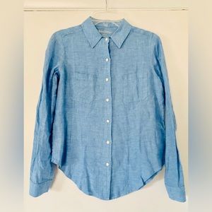 LILLY PULITZER NWT SEA VIEW BUTTON DOWN LONG SLEEVE 100% LINEN SHIRT SZ XS